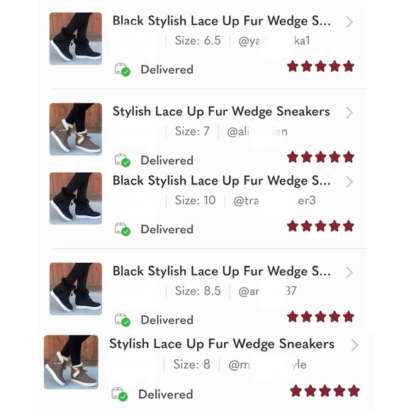 Black Stylish Lace Up Fur Wedge Sneakers - Picture 8 of 9